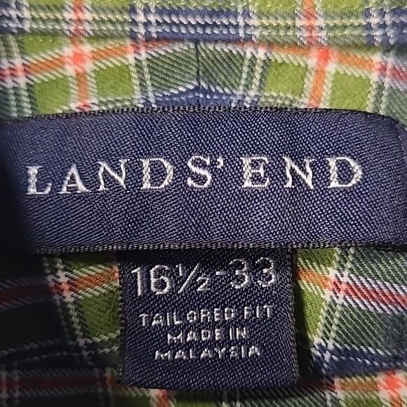 Lands end sz 16.5-33 plaid shirt tailored fit - Picture 5 of 6